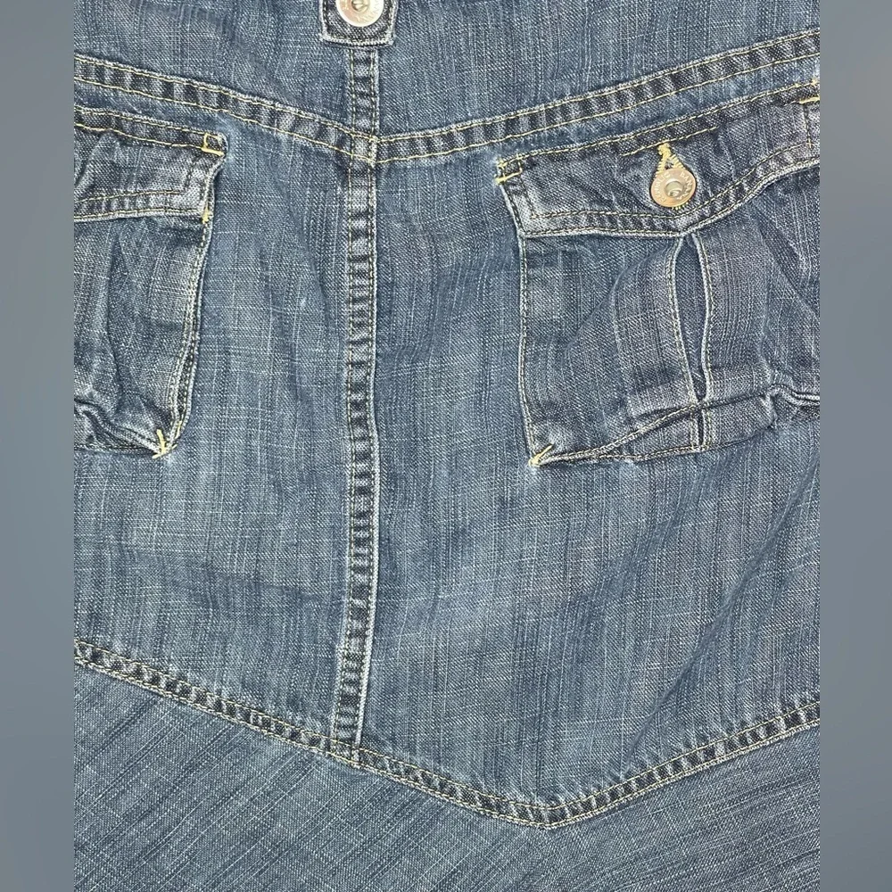 Vintage Banana Republic Asymmetrical Hem Line Cargo Denim Skirt Y2K Size 4 - Picture 8 of 9